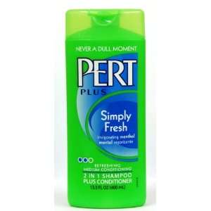 Pert Plus 2 in 1 Shampoo + Conditioner, Simply Fresh 13.5 Oz (Pack of 