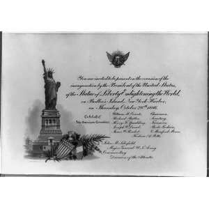 Invitation to inauguration of Statue of Liberty,shields 