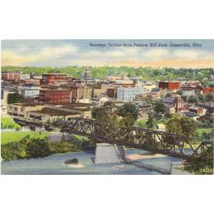 1940s Vintage Postcard View of Business Section from Putnam Hill Park 