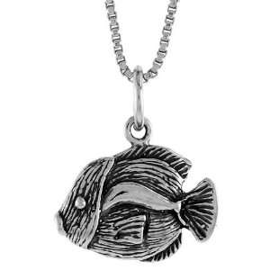    Sterling Silver 1/2 in. (12mm) Tall Butterfly Fish Pendant Jewelry