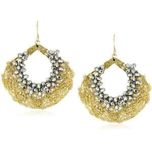  Leslie Danzis Irridescent 1.75 Gold Beaded Earrings 