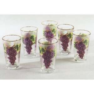  GRAPE 16oz. Tumblers Glass Set of 6 Glasses *NEW 