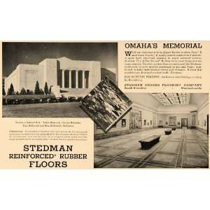 1932 Ad Stedman Rubber Flooring Joslyn Memorial Omaha   Original Print 