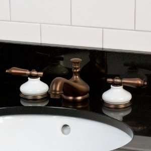 Tullamore Widespread Faucet with Porcelain Escutcheons & Metal Lever 