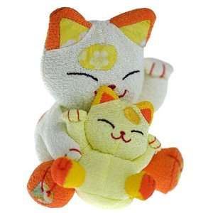  Cat & Kitten Beanbag Doll   Orange 