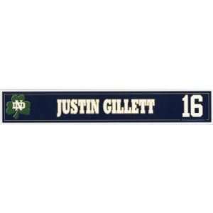 Justin Gillett #16 Notre Dame Game Used Locker Room Nameplate   Other 
