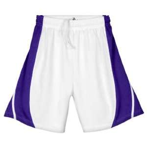  Badger B Ball Mesh Basketball Shorts WHITE/PURPLE A3XL 