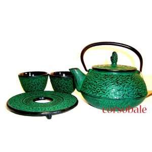   Needle Cast Iron Tea Set Green #ts8 06g 