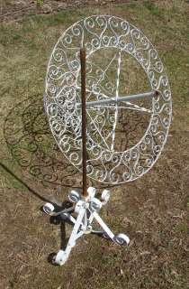 ANTIQUE Rotating Three Tier Wrought Iron Flower Stand  