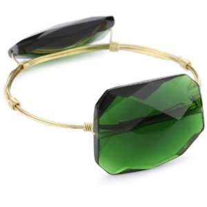   Stones Rock Gold Tone Double Stone Green Quartz Bracelet Jewelry