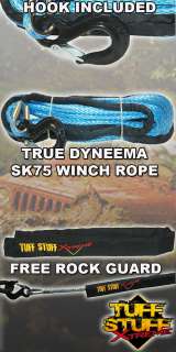   SYNTHETIC DYNEEMA WINCH ROPE CABLE WITH BLACK HOOK & ROCK GUARD  