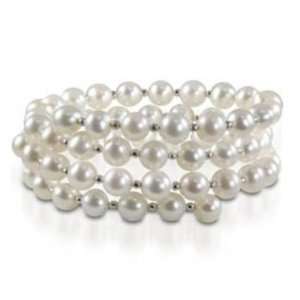   Fresh Water Cultured Pearl Coiled Bangle Bracelet Katarina Jewelry