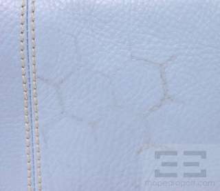 Lambertson Truex Pale Blue Pebbled Leather Topstitch Shoulder Bag 