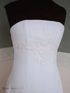 St. Tropez White Chiffon Over Crepe Strapless Wedding Dress 6 NWOT 