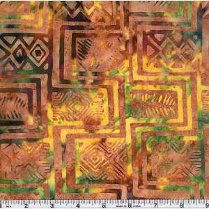  45 Wide Hand Dyed Batik Tribal Inspired Geometric Tan 