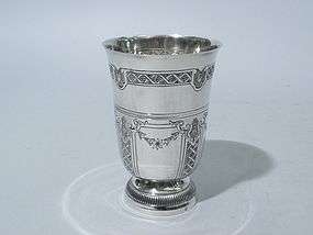 Antique Engraved French Silver Cup Circa. 1900  
