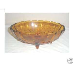  Amber 4 Footed Oval Fruit Bowl 