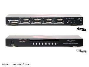 Atlona 8x1 DVI Switcher w/ Stereo Audio AT DVI 81A  