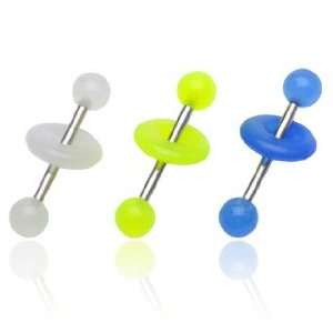 Barbells w/ Blue Glow in the Dark Ball and Matching Lifesaver   14G, 5 