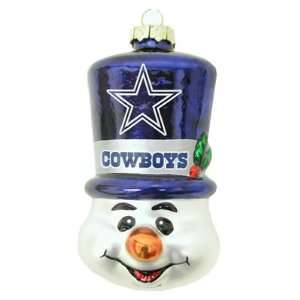 Dallas Cowboys Blown Glass Snowman Top Hat Christmas Tree Ornament 