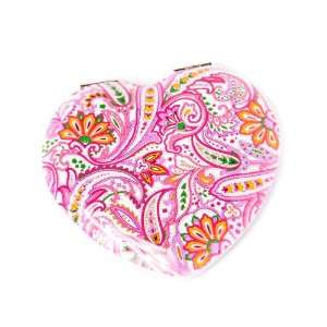    Pink Paisley Heart Shaped Cosmetic Makeup Travel Mirror Beauty