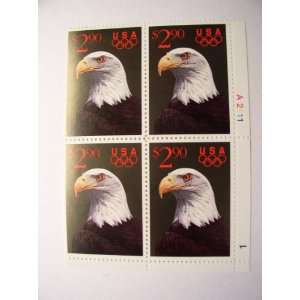   Postal Stamps, Eagle With Olympic Rings, S# 2540, PB of 4 $2.90 Stamps