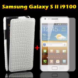 2in1 White Flip Leather Case+Screen Protector film For Samsung Galaxy 