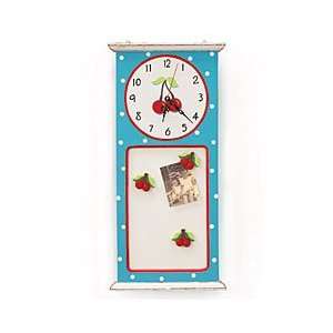  Clock and Magnet Cherry Message Board