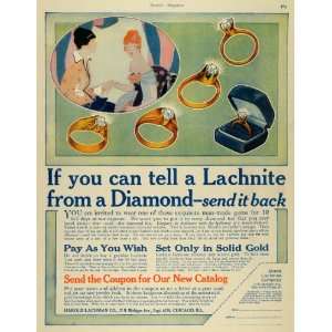 1916 Ad Harold Lachman Lachnite Diamond Engagement Ring   Original 