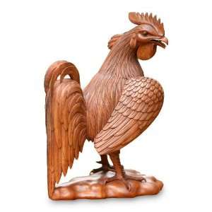 Wood sculpture, Rooster at Dawn 
