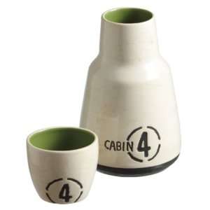  Pack of 4 Cabin by the Lake Stone Carafes and Cups
