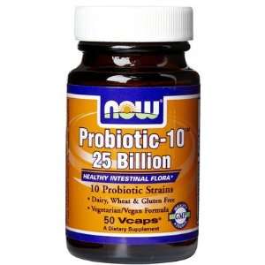 NOW Foods Probiotic 10 25 Billion Vegetarian Caps, 50 ct (Quantity of 