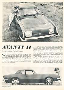 1965 Studebaker Avanti II Original Road Test Article  