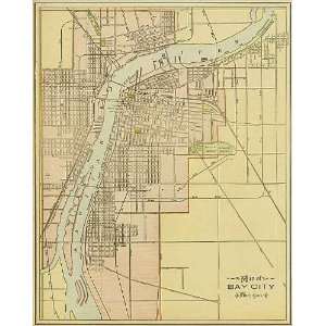    Cram 1892 Antique Street Map of Bay City, Michigan