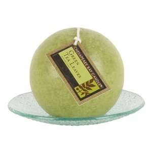  Green Tea Leaves 3.5 in. Ball Candle