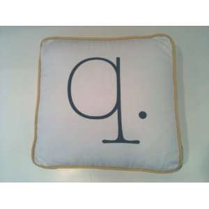  Indigo Letter Pillow with Goldenrod Piping Baby
