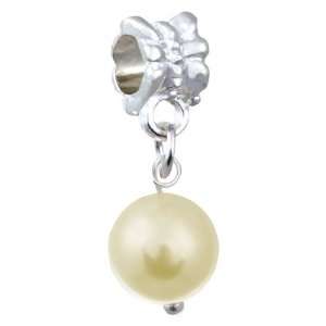 Soufeel Classic Shiny Yellow Pearl Silver Plated Dangle Style European 