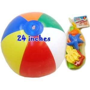  Jumbo Inflatable Beach Multi Color Ball 24 and Sand Mold 