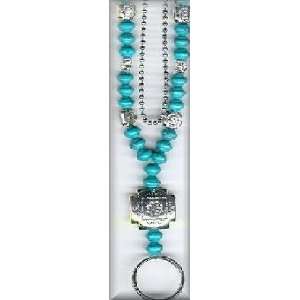  Beaded Lanyard Turquoise with Silver Pendant 020 Office 
