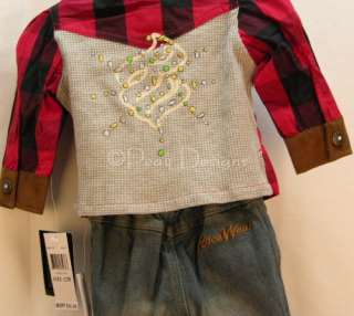 ROCAWEAR 2pc Western Rhinestone Outfit Girls Sz 12M NWT  