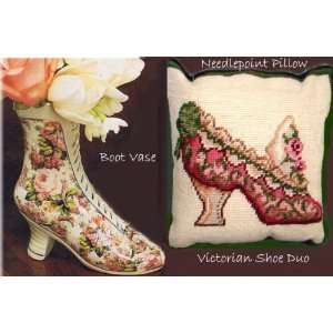  Victorian Shoe Duo   Flower Vase & Pillow