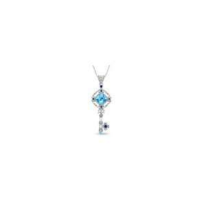  ZALES Lab Created Sapphire and Blue Topaz Vintage Key 