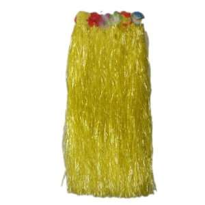   )Kids 31.5 Inch Long Adult Grass Skirt, Flowered Hula Skirt Yellow