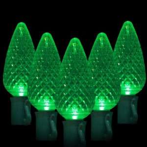 C9 LED Faceted Green Prelamped Light Set, Green Wire   C9 LED Faceted 
