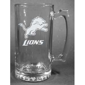   NFL Detroit Lions Laser Etched 27oz Glass Beer Mug