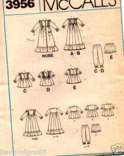 Sewing Pattern Nightgown Baby Doll Pajamas Bag (3 4)  