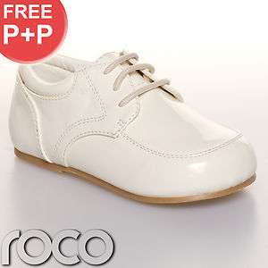 Childrens Baby Boys Cream Shoes Lace Up Wedding Page Boy Christening 