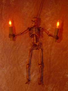 Skeleton Wall Sconce, Halloween Prop, Human Skeletons  