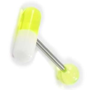  Tongue piercing Pilule yellow fluorescent. Jewelry