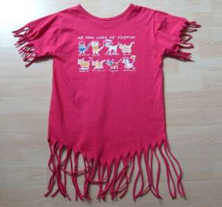 Girls THE CATS OF CYPRUS Short Sleeve Tassel Shirt T shirt Top 10 12 L 